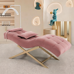 เตียงนวดกำมะหยี่สแตนเลสราคาถูกจากโรงงาน เตียงต่อขนตาสีดำ เตียงสปาหน้า - Product Image 4