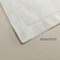 Serviettes de cocktail en lin blanc faites à la main personnalisées avec broderie et ourlet style japonais pour restaurant/bar/hôtel