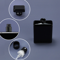 2023 meilleures bouteilles de parfum rectangulaires en verre noir clair de 100ml de forme carrée avec joint de pulvérisateur de pompe