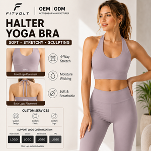 Soutiens-gorge de sport pour femmes FITVOLT avec logo personnalisé, respirants, légers, à maintien élevé, extensibles dans quatre directions, avec coussinets de poitrine fixes - Product Image 1