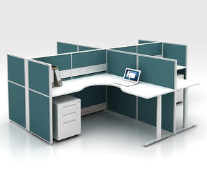 Estación de Trabajo en Forma de X de Diseño Modular Moderno y Duradero de Aluminio para Oficina Comercial - Product Image 4