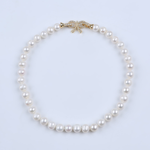 Zhuji Wholesale Luxury Design 9-10mm Natural White Potato <span class=keywords><strong>vera</strong></span> <span class=keywords><strong>collana</strong></span> di perle d'acqua dolce in vendita - Product Image 2
