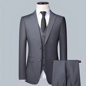 Lässige Herrenanzüge mit Stehkragen Costume Homme Hochzeitsanzüge Bräutigam Smoking Slim Fit Blazer <span class=keywords><strong>3</strong></span>-teilig Jacke+Hose+Weste - Product Image 2