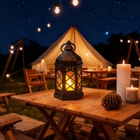 Lanterne hexagonale LED de style européen et américain, décoration de table, alimentée par piles, bougies sans flamme écologiques pour la maison