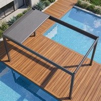 Pérgola Bioclimática Retráctil de Aluminio con Recubrimiento en Polvo Impermeable para Exteriores, Gazebo con Techo de Láminas Eléctricas para Uso Comercial