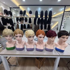 Parrucche Corte <span class=keywords><strong>Ricci</strong></span> con Frangia in <span class=keywords><strong>Capelli</strong></span> Umani Indiani Grezzi Non Lavorati con Cuticole Allineate, Prezzo all'Ingrosso Ruyi, per Donne - Product Image 6