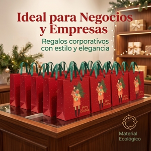 Bolsa Navideña al por Mayor con Diseño Festivo en Rojo, Empaque Personalizado para Regalos <span class=keywords><strong>de</strong></span> <span class=keywords><strong>Navidad</strong></span>, <span class=keywords><strong>Cesta</strong></span> y Regalo Corporativo - Product Image 4