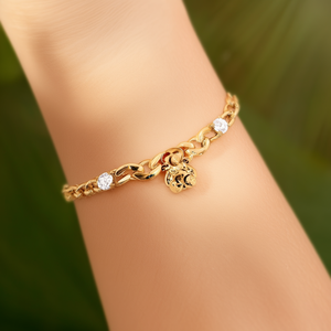 Fashion Chain <b>Bracelet</b> Gold Plated 316L Stainless Steel Bear Charm <b>Crystal</b> Pendant Women's Jewelry - Product Image 3