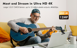 เว็บแคม 12MP 4K พร้อมไมโครโฟน ฝาครอบป้องกันความเป็นส่วนตัวของกล้องสำหรับพีซีแล็ปท็อปการบันทึกวิดีโอ MT827 เว็บแคม 4K พร้อมไมโครโฟน MT827 - Product Image 2