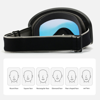 OEM Vente en gros Grandes lunettes de ski UV400 personnalisées unisexes sans cadre bleu/blanc Anti-buée coupe-vent Lunettes de sport pour snowboard