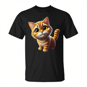 Adorable camiseta con diseño de gatito naranja, color negro, unisex, talla para adultos - Product Image 2