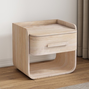 Mesita de <span class=keywords><strong>noche</strong></span> de diseño minimalista moderna para dormitorio principal, mesita de <span class=keywords><strong>noche</strong></span> de color crema de laca de madera maciza de lujo de gama alta para - Product Image 4