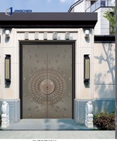 Puerta de Entrada Exterior Pivotante de Alta Calidad Jingchen, Puerta de Seguridad de Aleación de Aluminio con Aislamiento Térmico y Acústico