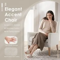 Moderner Wingback Single Sofa Stuhl mit Holzbeinen Gepolsterter Stoff Akzent Sessel für Schlafzimmer Esszimmer und Wohnzimmer