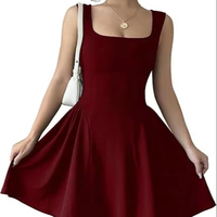 Robe noire pour femme, coupe trapèze sans manches, taille naturelle, mini-robe à volants, en mélange de coton écologique lavable, tailles XS-XXL