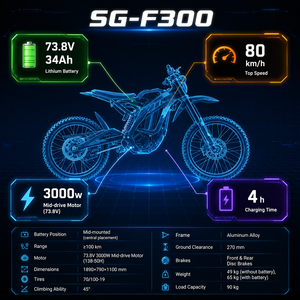 <b>72V</b> 3000-10000W Dirt Bike Cross Country Dirt Bike 80km/h Lithium <b>Battery</b> off Road Motorcycle for Adults - Product Image 3