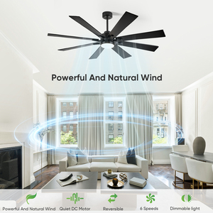62 "リモコン北欧モダンabs 8ブレードビッグサイズled天井ファンライト付き - Product Image 2