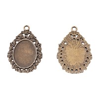 Pendentif ovale en alliage de zinc avec serti cabochon pour bijoux camée victoriens, motif guirlande de roses