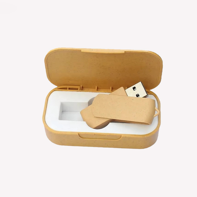 USB 2.0 32Gb 64GB Pendrive 128GB Box Usb Memory Stick Custom Logo Flash Drive 16GB Wheat Straw Swivel High Speed New Arrival