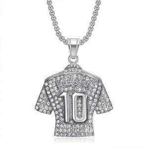Collar de Joyería Hip Hop con Diamantes Completos, Collar con Colgante de Camiseta de Fútbol MESSI 10 - Product Image 5