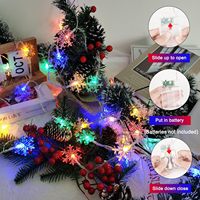 Guirlandes lumineuses de Noël en forme de flocon de neige multicolores 3M20LED, à intensité variable, IP44, alimentées par USB/batterie, style moderne, lumières d'intérieur