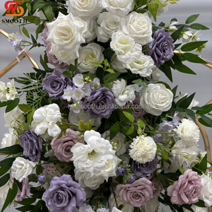 SMOOTH 2026 - Camino de Mesa de Flores de Seda Hecho a Mano con Rosas Blancas y Moradas, Decoración para Centro de Mesa de Boda - Product Image 4
