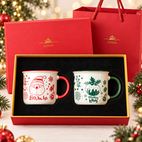 Ensemble de tasses en céramique personnalisées pour Noël avec des motifs de Noël et un coffret cadeau pour les cadeaux d'entreprise, vente en gros, logo personnalisé
