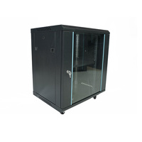 Armoire de serveur réseau murale en acier personnalisée 12U 19 pouces, porte en verre trempé noir, profondeur 450 mm, marque HTYZ, en stock