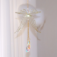 Attrape-soleil en métal en forme de libellule, ornements suspendus pour fenêtre, décoration intérieure, ailes d'elfe, artisanat en cristal, décoration de voiture, cadeaux de pendaison de crémaillère