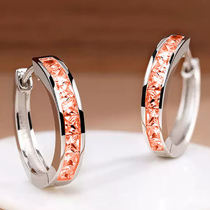 أقراط زركون دائرية متعددة الألوان بتصميم بسيط الأكثر مبيعًا من CAOSHI لحفلات الزفاف من الفضة/الذهب من الزيركونيا المكعّبة مجوهرات مخصصة - Product Image 3