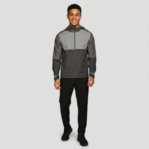 Ventes en gros d'usine, veste coupe-vent zippée pour homme, tissu en toile, logo sur le devant, style automne, style vintage, vestes durables - Product Image 1