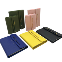 Carnet de voyage à trois feuilles mobiles, carnet de bureau A5 avec organisateur de cartes de visite