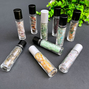 Rollerball-botella de cristal para Perfume, aceite esencial de cristal con Rosa Natural, Ojo de Tigre de <span class=keywords><strong>cuarzo</strong></span>, jaspe rojo, 10ml - Product Image 4