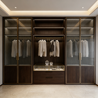 Meuble de chambre à coucher moderne en bois massif personnalisé, durable, résistant à l'humidité, avec coiffeuse et armoire penderie intégrée