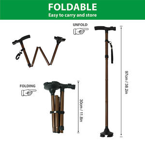 Folding <span class=keywords><strong>LED</strong></span> <span class=keywords><strong>Light</strong></span> <span class=keywords><strong>Walking</strong></span> <span class=keywords><strong>Cane</strong></span> para homens mulheres portátil ajustável Lightweight Free Standing Strap Bolsa de transporte para homens e mulheres - Product Image 2