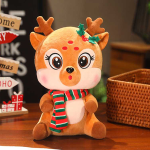 En gros, Adorables jouets en peluche de rennes de Noël, jouets en peluche mignons de style dessin animé, animaux en peluche de plusieurs tailles, jouets pour machine à griffes pour garçons - Product Image 1