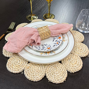 Manteles individuales de ratán para boda, mesa de comedor, cargador, paltes, vajilla, jacinto de agua, platos de cena para fiesta en casa, boda - Product Image 6