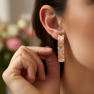 Orecchini a Cuore Romantici Placcati in Oro 18K, Lega di Zinco Multicolore, Regalo per Donne, Gioielli alla Moda - Product Image 2