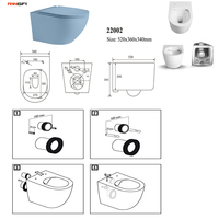 WC intelligent portable en céramique avec réservoir intégré, fonction WC, finition mate orange, certifié CE, pour salle de bain