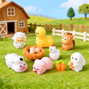 Miniatures créatives d'animaux de ferme pastorale, ornements de bureau, accessoires décoratifs miniatures pour le jardinage au mousse et l'aménagement paysager DIY - Product Image 1
