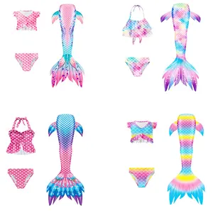 DL1231230 новый дизайн Костюм Русалки многоцветный платье принцессы для взрослых детей девочек Купальник с хвостом русалки