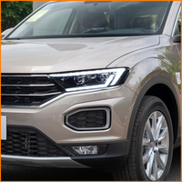 Pour VW T-ROC 2018-2021 : Ensemble de phares LED avec projecteur bi-lentille, feux de jour DRL, mise à niveau halogène, feux de jour, paire de lampes avant