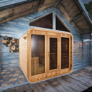 Sauna miniature moderne de style familial, 4 personnes, poêle électrique 3 kW, vapeur humide, villa, appartement, panneau de commande intelligent, bois de pruche - Product Image 2