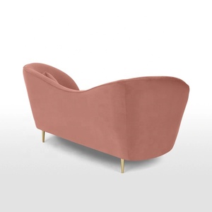 <span class=keywords><strong>Classic</strong></span> Velvet Fabric Sofa Pink Color Living Room Furniture Gold Metal Legs Sofa With Round Cushion - Product Image 2