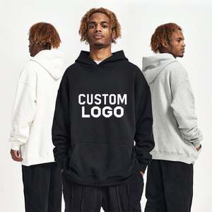 Vente en gros de sweats à capuche pour hommes surdimensionnés, nouvelle conception, impression personnalisée, 450 GSM, 100% coton, sweats à capuche de luxe en coton noir - Product Image 1