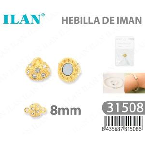Chiusura Magnetica Ilan 8mm con Strass Dorati per Bracciali e Gioielli - Product Image 1