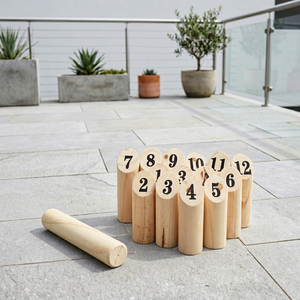 Jeu de lancer finlandais en bois avec <span class=keywords><strong>quilles</strong></span> numérotées, jeu de cour extérieur pour enfants et adultes Viking Skittles - Product Image 6