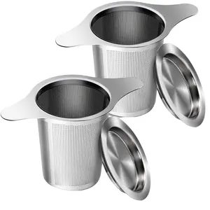 Vendita calda in acciaio inox doppio manico a rete Fine filtro da tè portatile eco-friendly sfuso tè casa cucina moderna