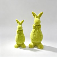 Frühlings-Oster-Hasenfiguren-Set mit Samt-Textur, Paar von Beflockten Hasen, Deko für Wohnzimmer und Schreibtisch