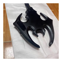 JELO Guitare basse électrique 6 cordes Corps en acajou noir mat CNC sculpté Design en forme de chauve-souris Érable pour la musique